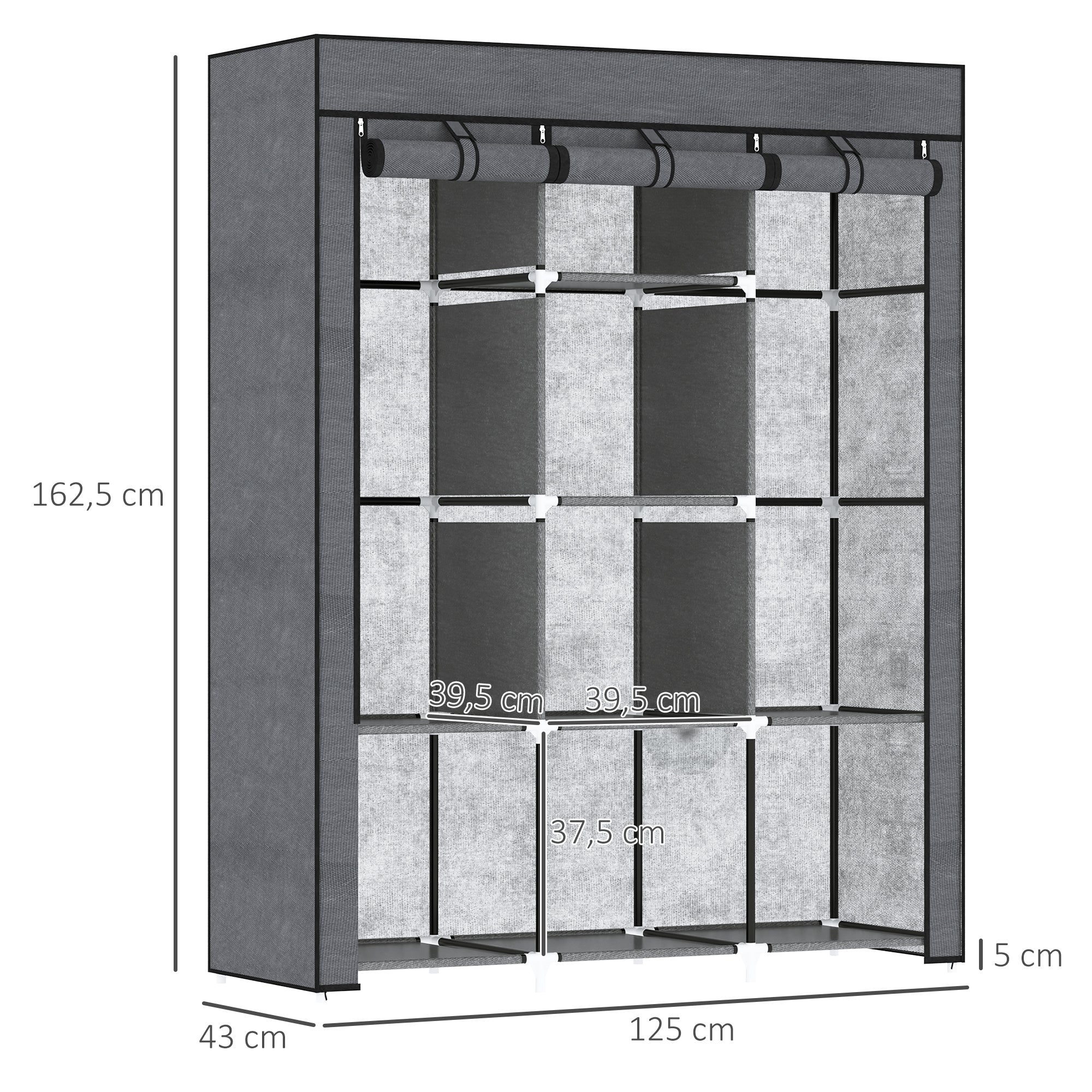 Armoire penderie en tissu – 125 × 43 × 162,5 cm – vue 11