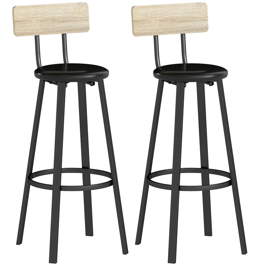 Lot de 2 tabourets de bar rembourrés hauteur 75,5 cm