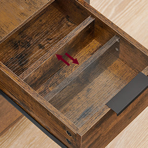 Table de chevet fine avec multiprise et 2 tiroirs