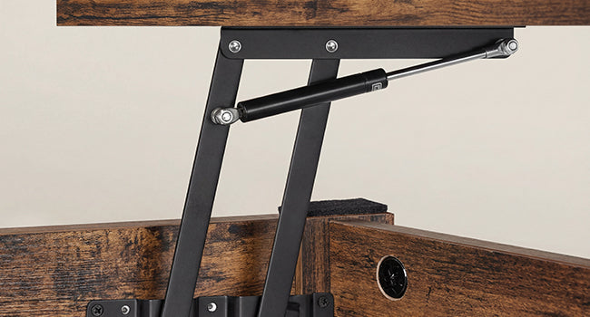 Table basse relevable à vérin avec 2 tiroirs
