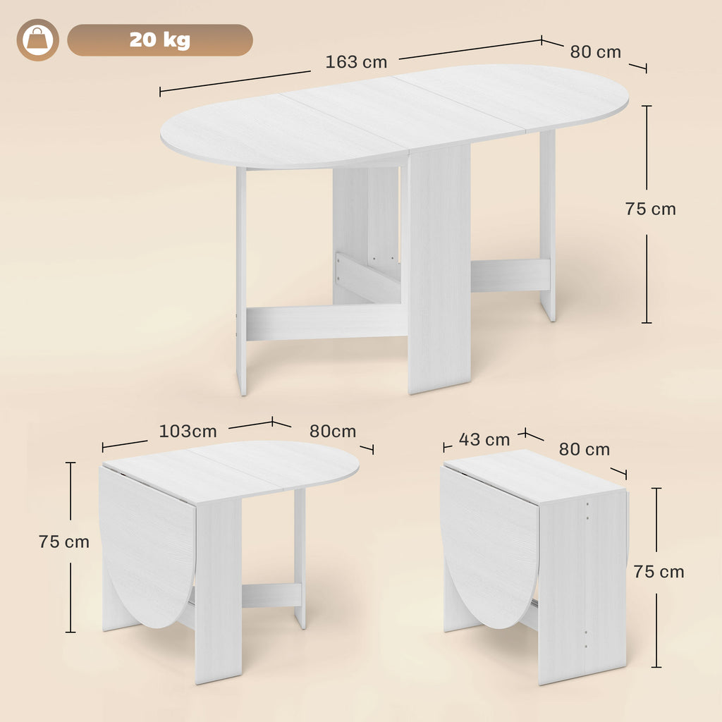 Table à manger ovale pliante jusqu’à 6 personnes