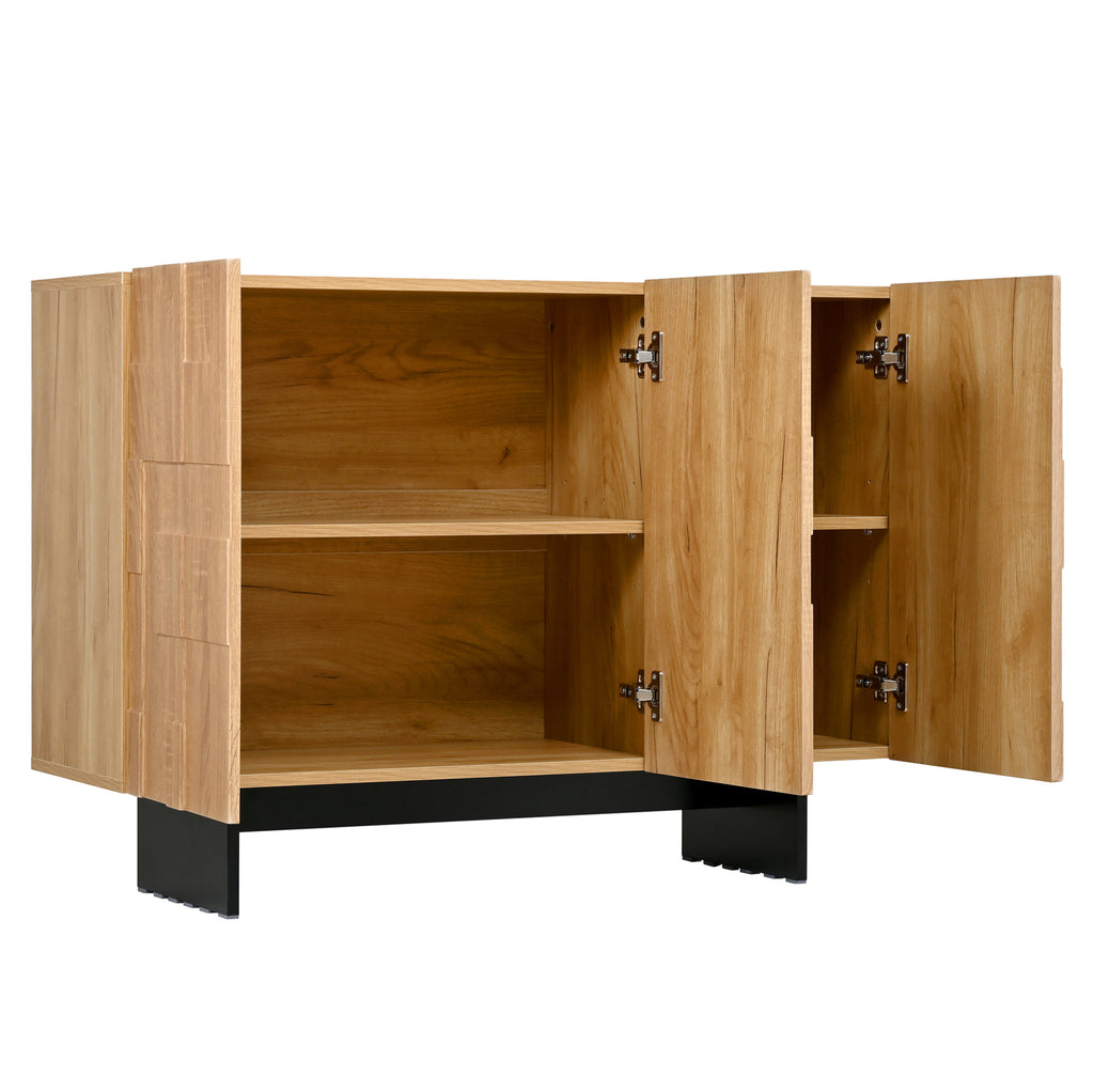 Buffet naturel et noir à 3 portes 105 cm