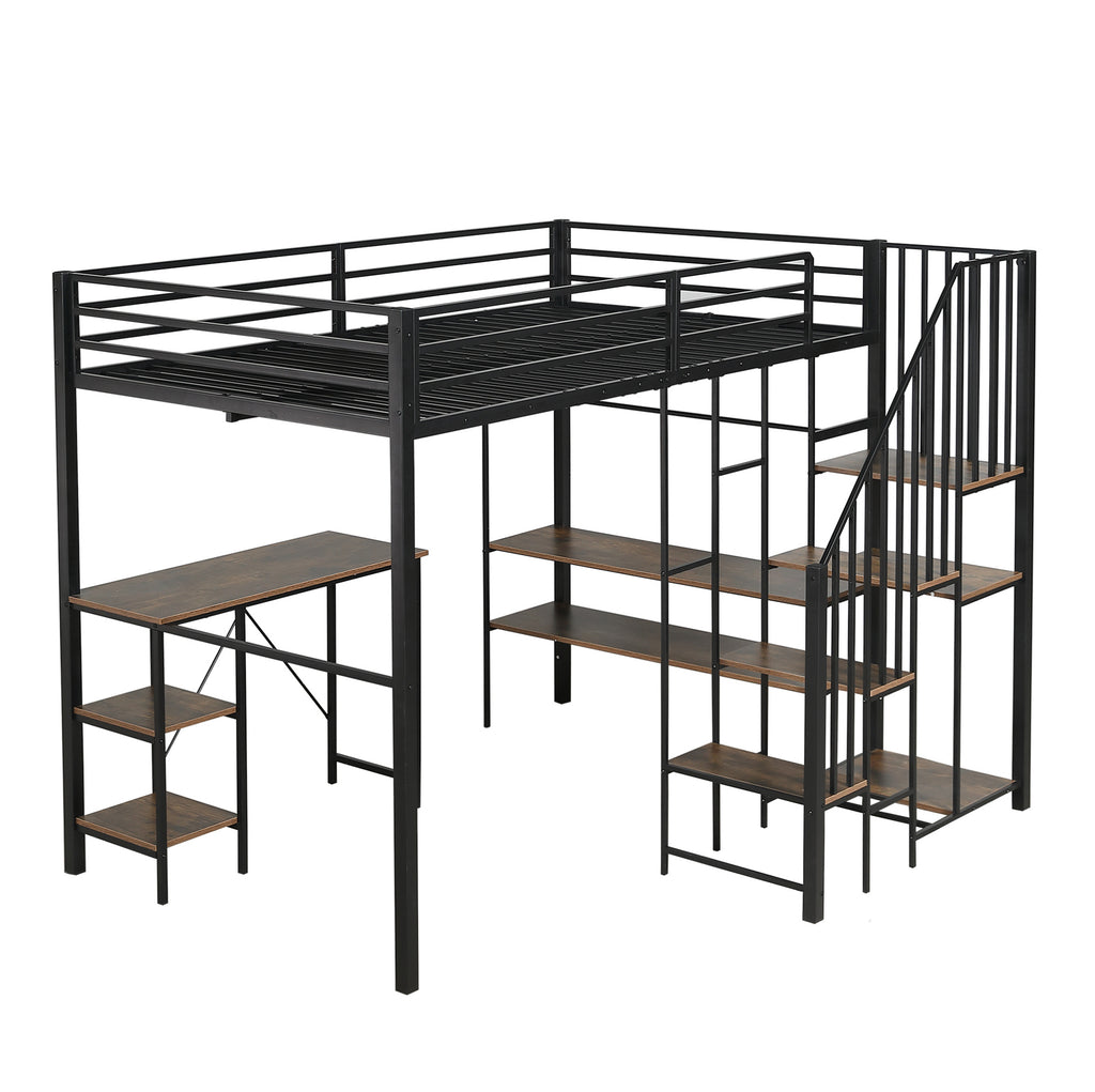 Lit mezzanine 120 × 200 cm avec bureau et dressing — structure complète