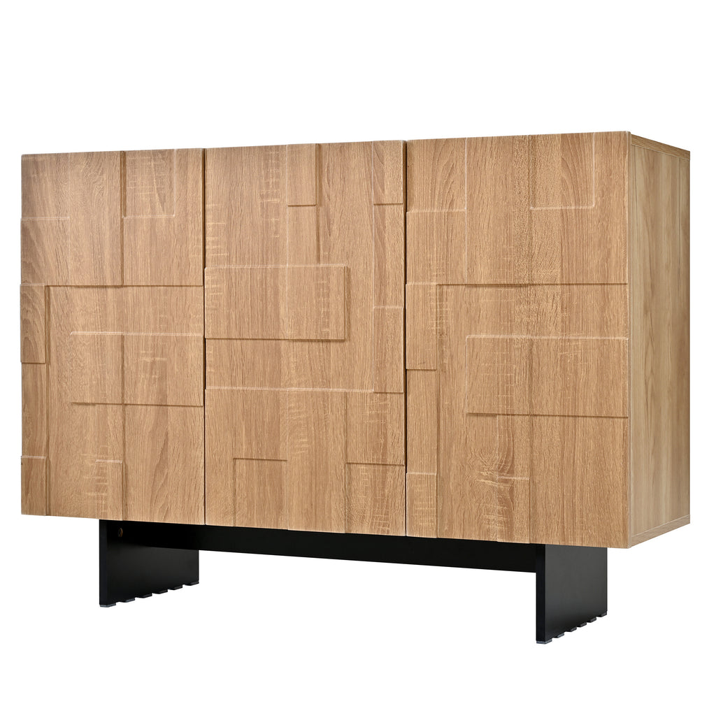 Buffet naturel et noir à 3 portes 105 cm