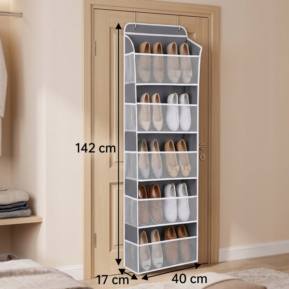 Organisateur de porte gris à 5 niveaux