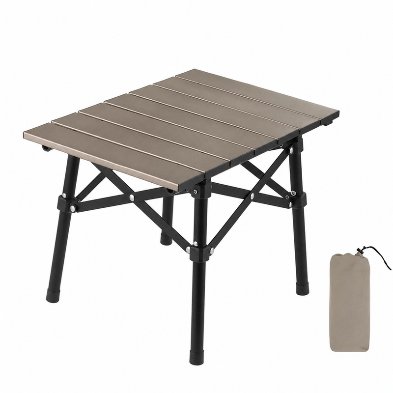 Table de camping pliante compacte taupe