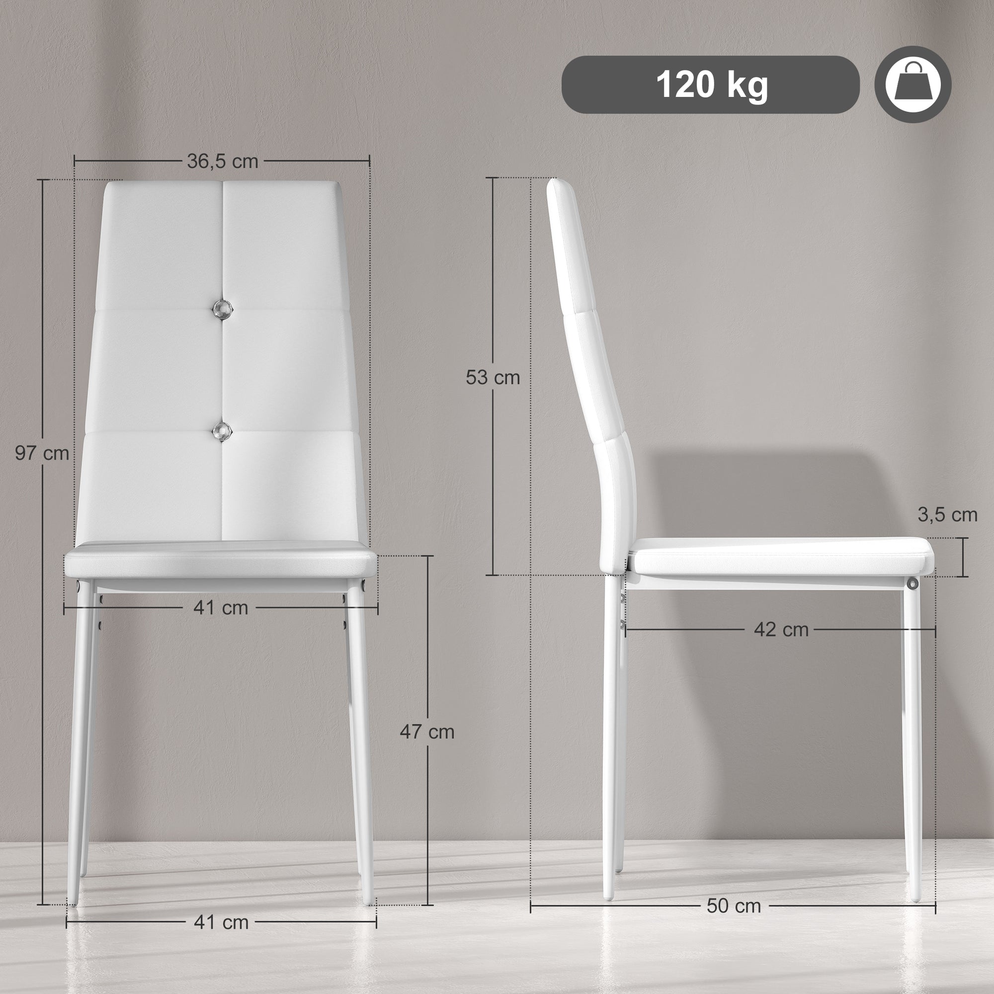 Lot de 6 chaises de salle à manger rembourrées